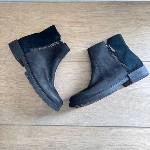 Sorel Black Leather Ankle Bootie Size 10 - Picture 1 of 7